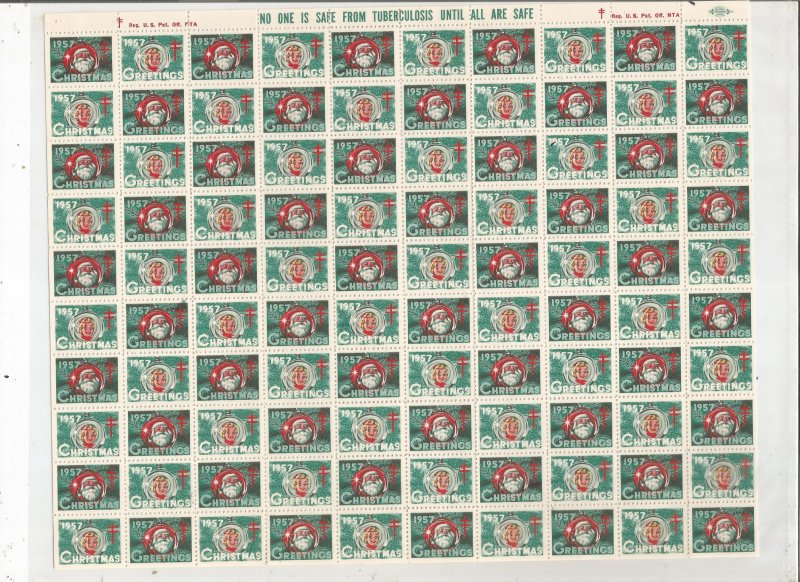 1957 CHRISTMAS SEALS, FULL SHEET