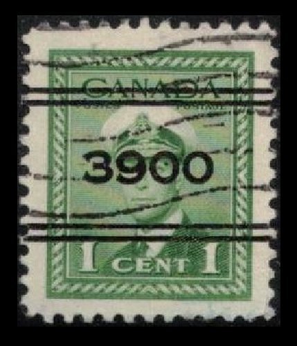 CANADA 1942 KGVI VINTAGE SCARCE 1c #5-249 GREEN 3900 OTTAWA PRECANCEL