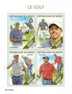 Niger - 2019 Professional Golfers - 4 Stamp Sheet - NIG190404a