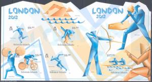 SOLOMON ISLANDS 2012 LONDON OLYMPICS MASTER SHEET CONTAINING S/S  & SHEET IMPERF