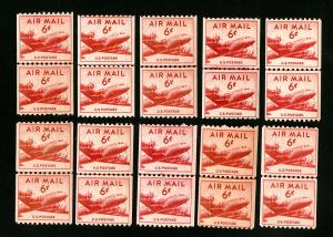 US Stamps # C41 F-VF OG NH Line Pair Lot of 10 Catalog Value $140.00