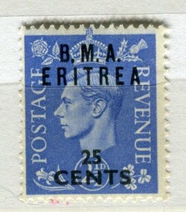 BRITISH ERITREA; 1948 early GVI surcharged issue ' B.M.A. ' Mint hinged 25c.