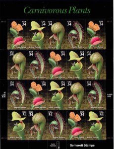 Carnivorous Plants Scott 3528 - 3531 34¢ Sheet of 20 Stamps  MNH