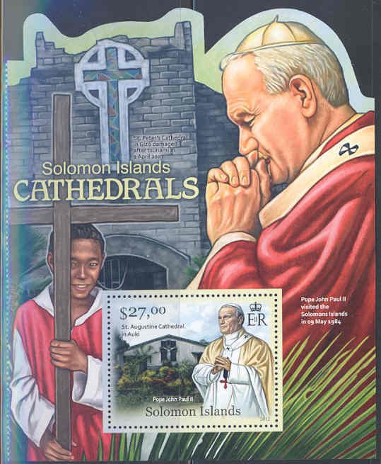 SOLOMON ISLANDS 2012 CATHEDRALS POPE JOHN PAUL II    S/SHEET