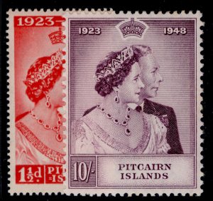 PITCAIRN ISLANDS GVI SG11-12,  1949 ROYAL SILVER WEDDING set, LH MINT. Cat £41.