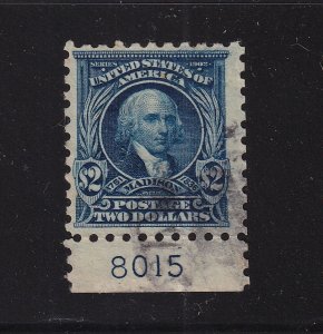 1917 James Madison Sc 479 used $2 blue plate number single Hebert CV $200 (5G