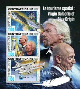 2021/09- CENTRAL AFRICAN - SPACE TOURISME              3V complet set MNH  T