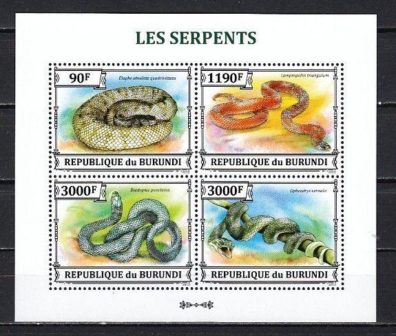 Burundi, 2012 issue. Various Snakes sheet of 4. ^