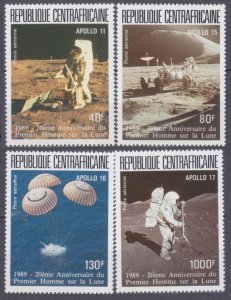 1989 Central African Republic 1377-1380 20 years of Apollo 11 moon landing 12€