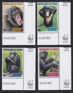 Guinea WWF Chimpanzee 4v SE Corners WWF Logo 2006 MNH MI#4222-4225