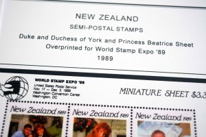 COLOR PRINTED NEW ZEALAND 1967-1989 STAMP ALBUM PAGES (93 illustrated pages)