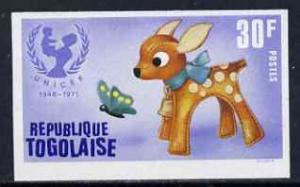 Togo 1971 Toy 'Bambi' and Butterfly 30f IMPERF from UNICE...