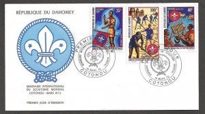 Dahomey 1972 Sc#C154/C156 WORLD BOY SCOUTS SEMINAR,COTONOU Set (3) FDC