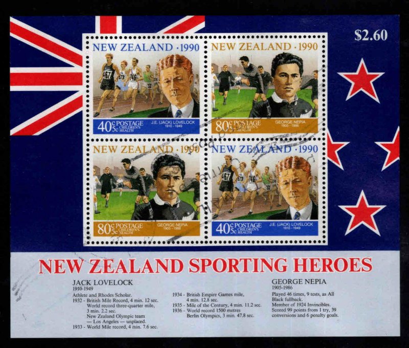 New Zealand Scott B138a  Used Athlete Souvenir sheet CV $4.25