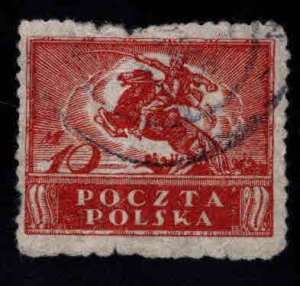 Poland Scott 147 on laid paper faulty vertical crease Used