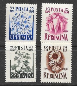 Romania Sc 1064-7 MNH Set of 1955 - Cotton ,Flax, Sunflower, Sugar Beet Crops