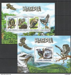 2015 S. Tome & Principe Birds Fauna Harpia Harpy 1+1 ** St1494