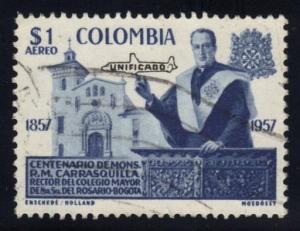 Colombia #C341 Msgr. Carrasquilla and Church, used (0.25)