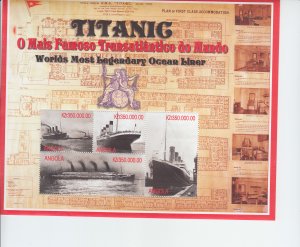 1998 Angola Titanic MS4 (Scott 1037) MNH