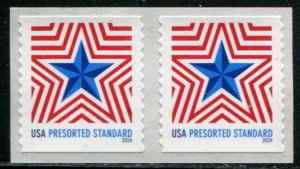 5832 US (10c) Radiant Star SA coil, MNH pair w/back # from 3k