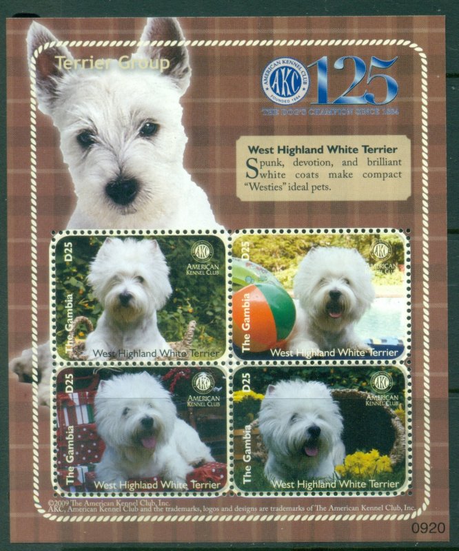 Gambia 2009 The 125th Anniversary of the American Kennel Club Terriers MS MUH