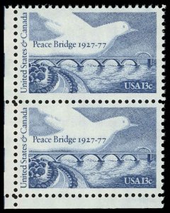 US Scott 1721 VF/MNH Pair - 1977 13¢ Peace Bridge - P.O. Fresh