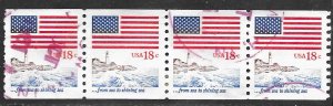 USA 1891: 18c Flag over Shining Sea, used strip, VF