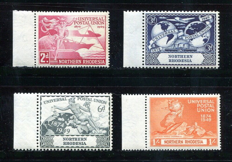 x527 - NORTHERN RHODESIA - 1949 UPU Set - Mint MNH. Left Sheet Margin Stamps