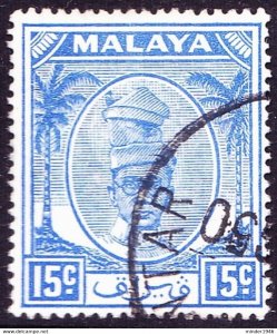 MALAYA PERAK 1950 15c Ultramarine SG138 FU