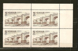 Chile 390 Bridge Block of 4 MNH