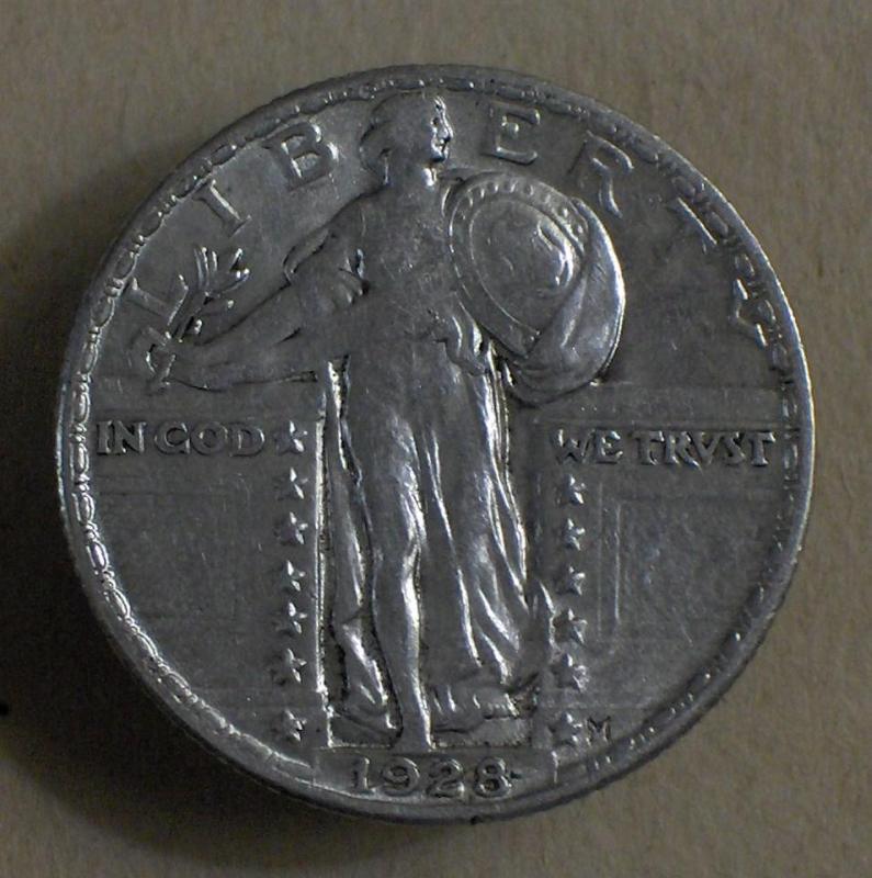 1928 Standing Liberty Quarter AU/XF Free Shipping