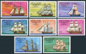 St Lucia 379-386,386a,MNH.Mi 372-379,Bl.8. USA-200, 1976. Revolutionary Ships.