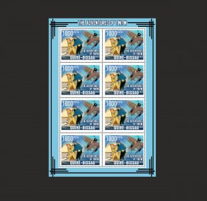 Stamps. The Adventures of Tintin, Guinea - Bissau 2021 year , 6 sheet perforated