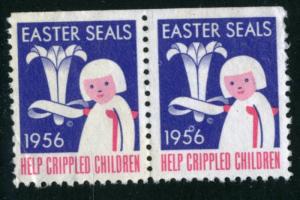 1956 EASTER SEALS, USED PAIR NO GUM - EASTER001