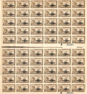 Mexico 1932 C49 AP3 full sheet well  preserved MNH brown plane and coat of arms