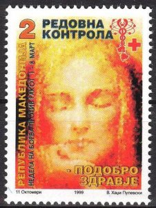 Macedonia Postal Tax Stamps 1999 Red Cross Week Fight Against Cancer MNH