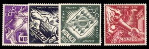 Monaco C36-39, $66, 1953 Olympics, set of four, never hinged