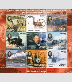Sao Tome & Principe 2004 STEAM TRAINS Sheet Perforated Mint (NH)