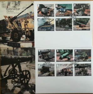 GIBRALTAR 2018 CANNONS  SET SG1791/1802 FIRST DAY COVERS