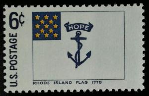 1968 6c Rhode Island Flag, Anchor & 13 Yellow Stars Scott 1349 Mint F/VF NH