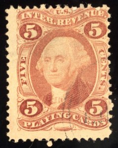 US Scott R28c Used 5c red Playing Cards Revenue Lot AR100 bhmstamps