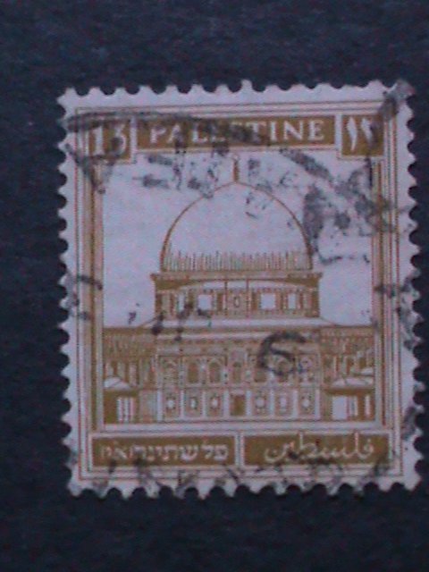 ​PLASTINE 1927- SC#75-MOSQUE OF OMAR- USED FANCY CANCEL VF 96 YEARS OLD