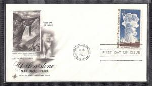Yellowstone 1972 Artcraft U/A FDC  BIN E173