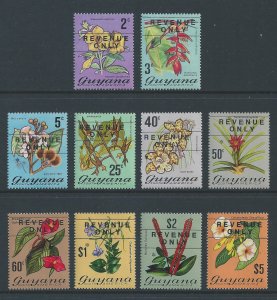 Guyana #134-6,141A,142-7 NH Flora Defins. Ovptd. Revenue Only