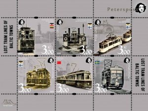 Finland 2020 Lost tram lines of Baltic towns Peterspost set of 6 stamps in block