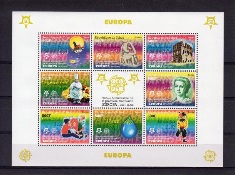 Chad 2005 EUROPA CEPT 50th.Anniv.Chad Sheetlet Perforated  (8) Michel# 2510/17A