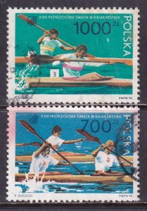 Poland 1990 Sc 2980-1 World Kayaking Championships Poznan Stamp Used