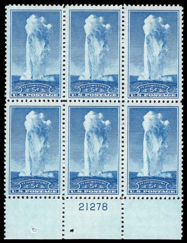 USA 744 Unused (MH) Plate Block of 6 (perf sep top right stamp)
