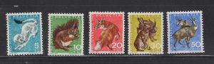 Switzerland #B360-64 (1966 Animals charity set) VFMNH CV $2.15