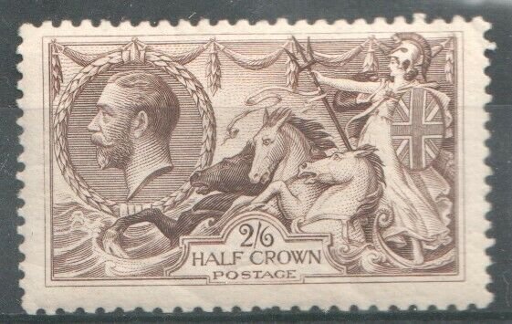 1913   S.G:400 - KING GEORGE V - 2/6d SEPIA BROWN SEAHORSE -  UNMOUNTED MINT